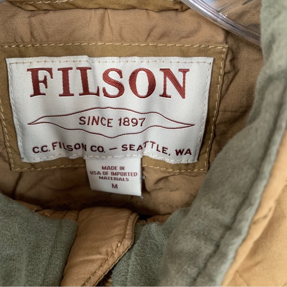 Filson Tan Quilted Full Zip Vest Size M - Picture 2 of 9